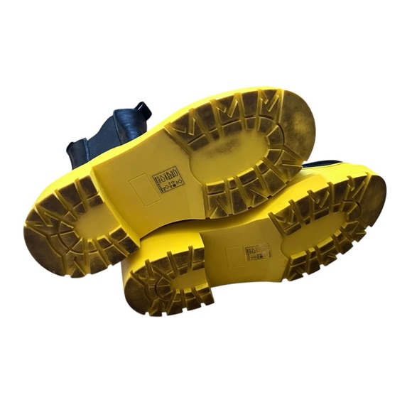 Azalea Wang | Chunky Platform Ghosted Chelsea Rain Boots Grunge Black Yellow 5 - Picture 8 of 11
